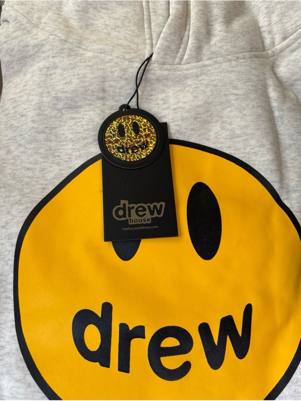 drew house Gray Hoodie with Yellow Smiley Logo
